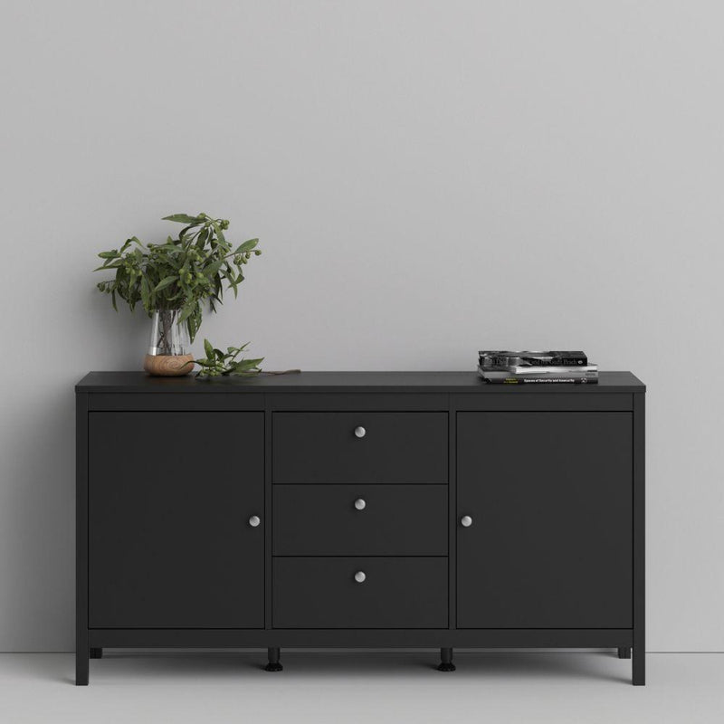 Madrid Sideboard 2 Doors + 3 Drawers In Matt Black