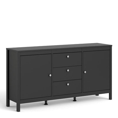 Madrid Sideboard 2 Doors + 3 Drawers In Matt Black