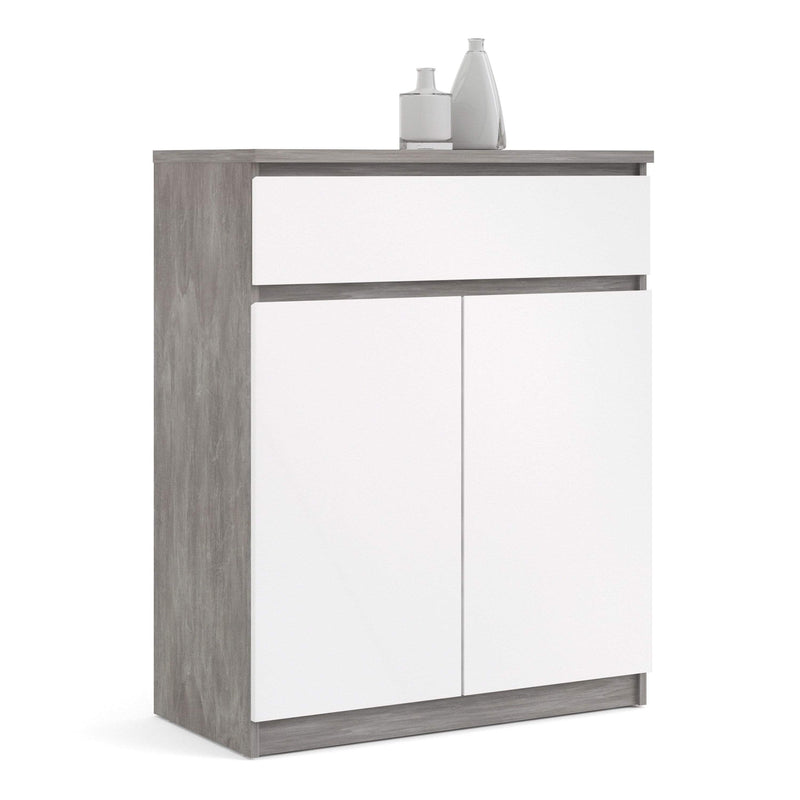 Naia Sideboard - 1 Drawer 2 Doors in Concrete and White High Gloss