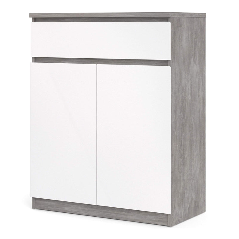 Naia Sideboard - 1 Drawer 2 Doors in Concrete and White High Gloss