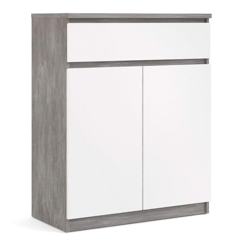 Naia Sideboard - 1 Drawer 2 Doors in Concrete and White High Gloss