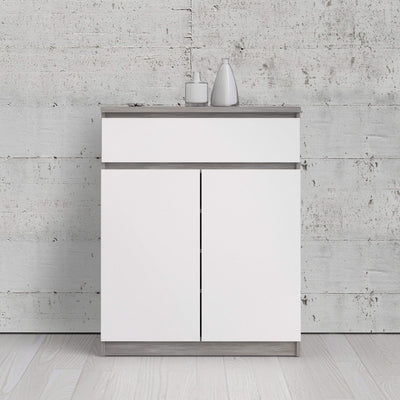 Naia Sideboard - 1 Drawer 2 Doors in Concrete and White High Gloss