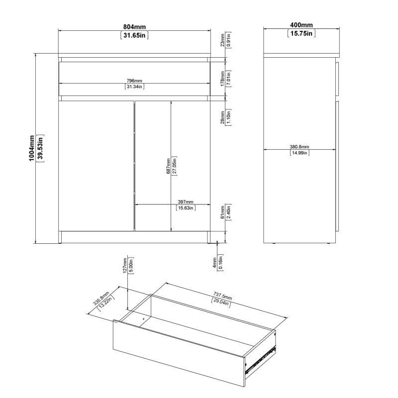 Naia Sideboard  1 Drawer 2 Doors in Jackson Hickory Oak