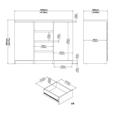 Naia Sideboard  4 Drawers 2 Doors in Jackson Hickory Oak