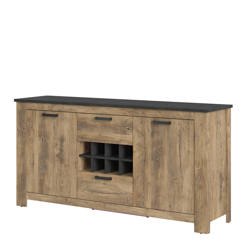 Rapallo - Rapallo 2 door 2 drawer sideboard with wine rack in Chestnut and Matera Grey