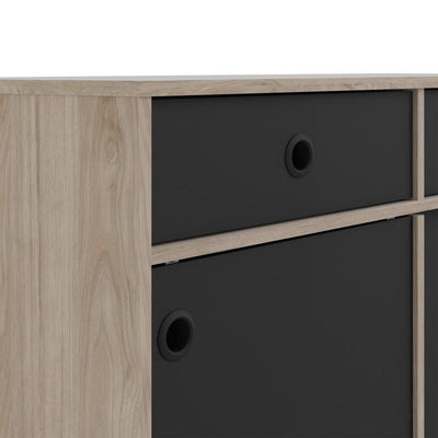 Rome Sideboard 2 Sliding Doors + 2 Drawers in Jackson Hickory Oak with Matt Black