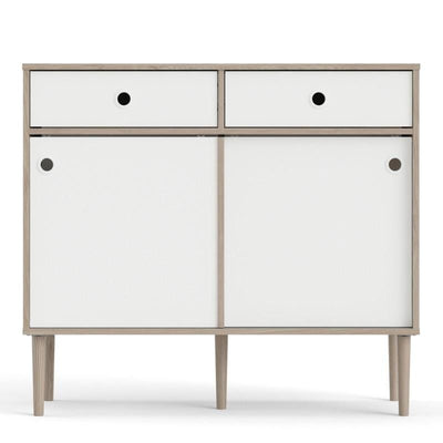 Rome Sideboard 2 Sliding Doors + 2 Drawers in Jackson Hickory Oak with Matt White