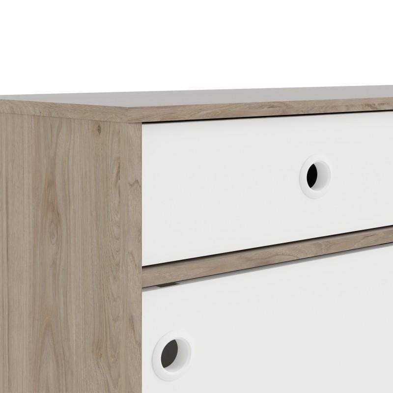 Rome Sideboard 2 Sliding Doors + 3 Drawers in Jackson Hickory Oak with Matt White