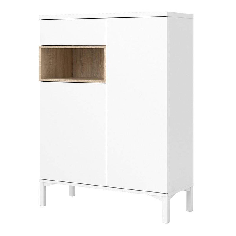 Roomers Sideboard 2 Drawers 1 Door in White and Oak