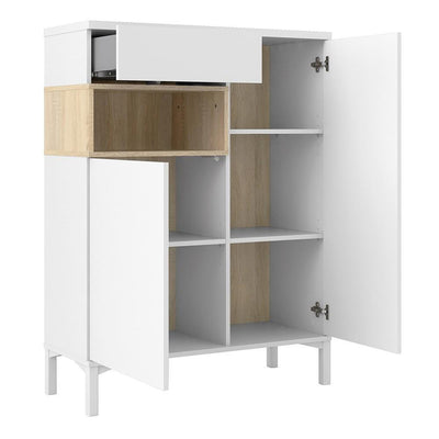 Roomers Sideboard 2 Drawers 1 Door in White and Oak