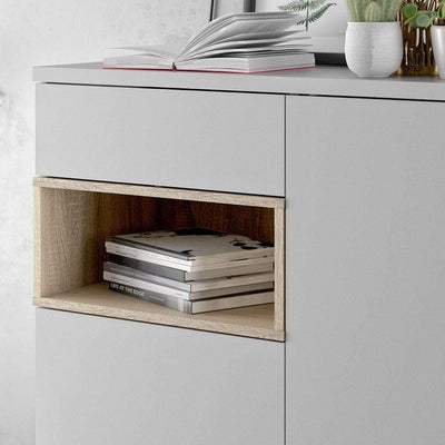 Roomers Sideboard 2 Drawers 1 Door in White and Oak