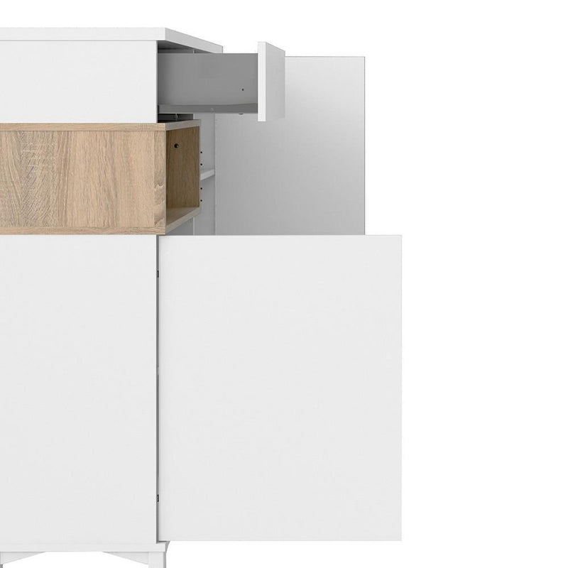 Roomers Sideboard 2 Drawers 1 Door in White and Oak