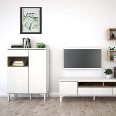 Roomers Sideboard 2 Drawers 1 Door in White and Oak