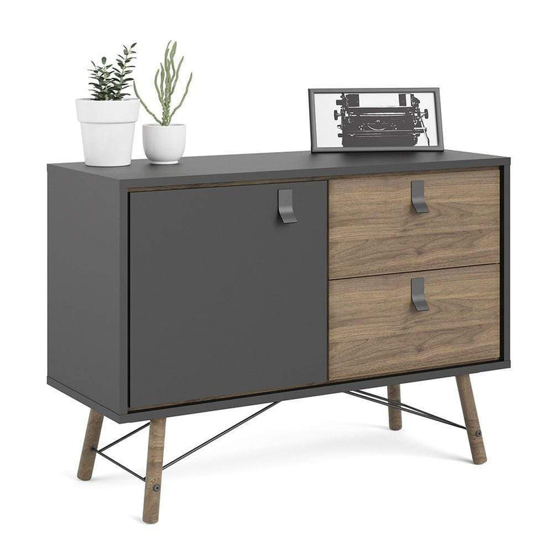 Ry Sideboard with 1 door + 2 drawers Matt Black Walnut