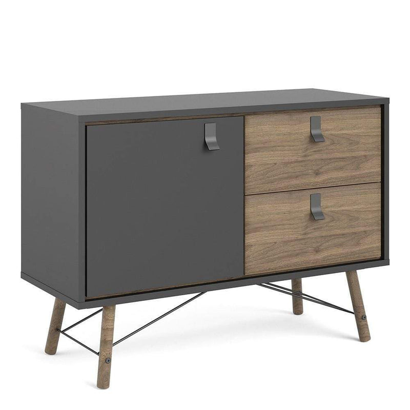 Ry Sideboard with 1 door + 2 drawers Matt Black Walnut