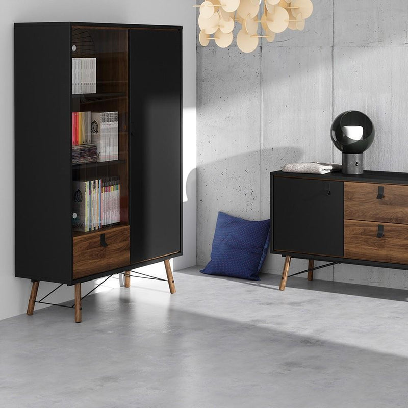 Ry Sideboard with 1 door + 2 drawers Matt Black Walnut