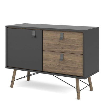 Ry Sideboard with 1 door + 2 drawers Matt Black Walnut