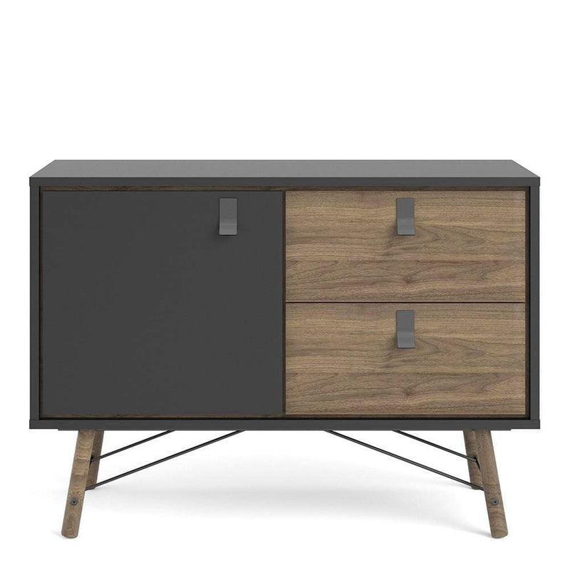 Ry Sideboard with 1 door + 2 drawers Matt Black Walnut