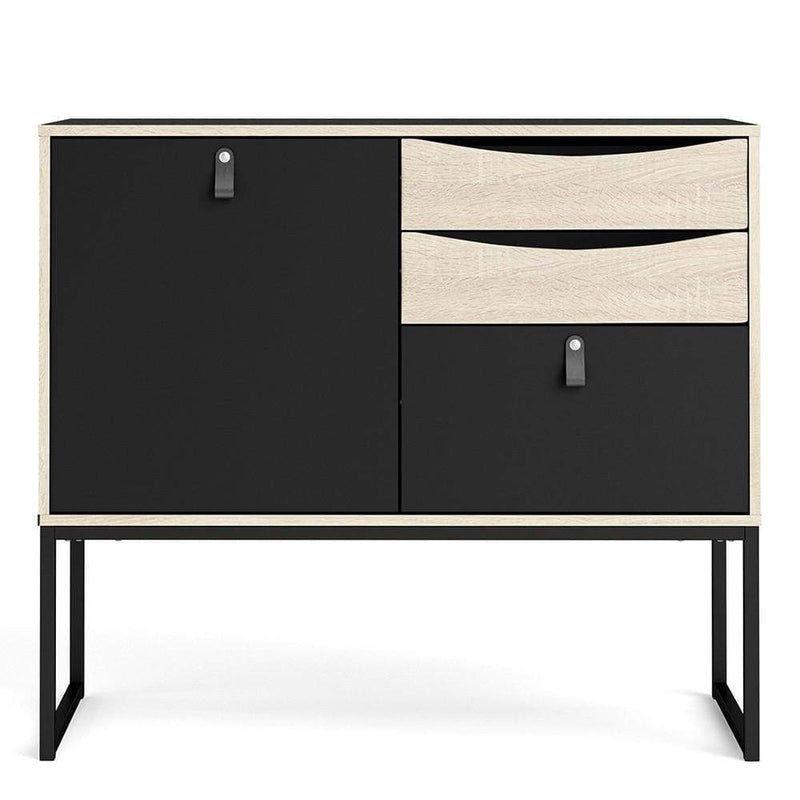 Stubbe Sideboard with 1 door + 3 drawers Matt Black Oak