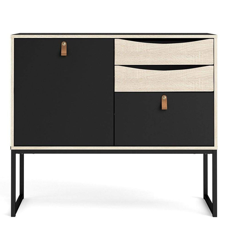 Stubbe Sideboard with 1 door + 3 drawers Matt Black Oak