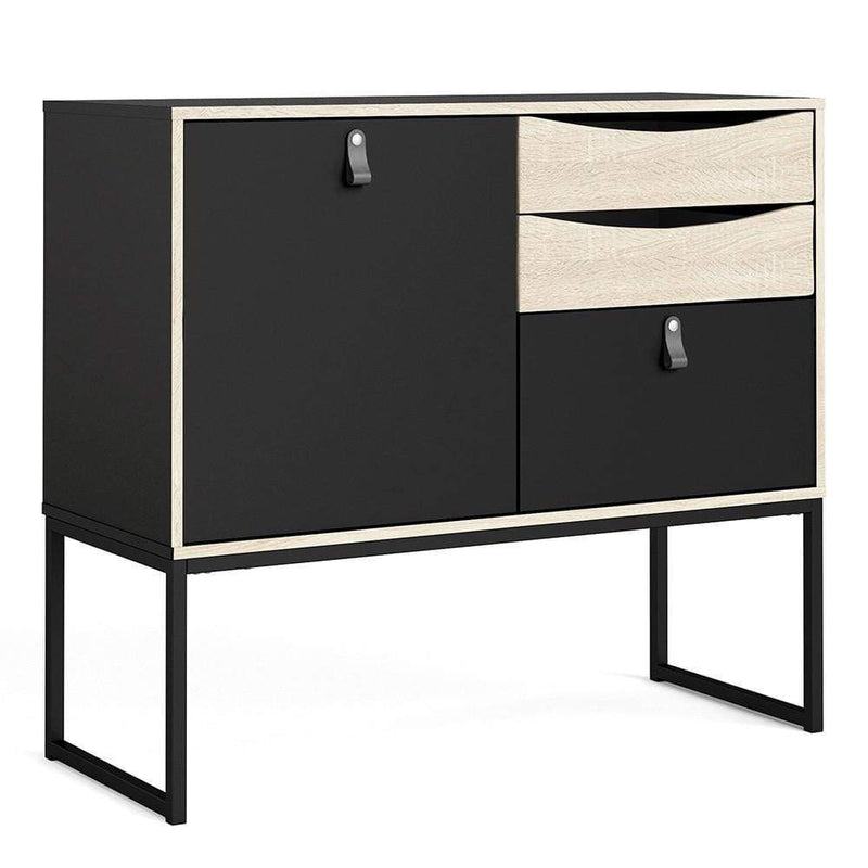 Stubbe Sideboard with 1 door + 3 drawers Matt Black Oak