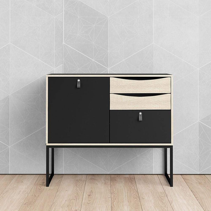 Stubbe Sideboard with 1 door + 3 drawers Matt Black Oak