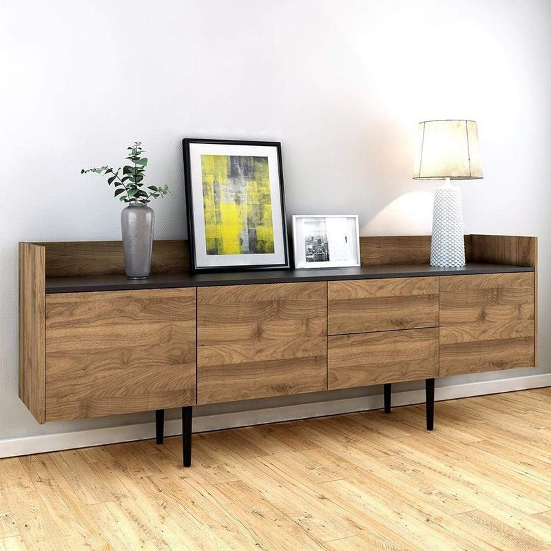 Unit Sideboard 2 Drawers 3 Doors in Walnut and Black