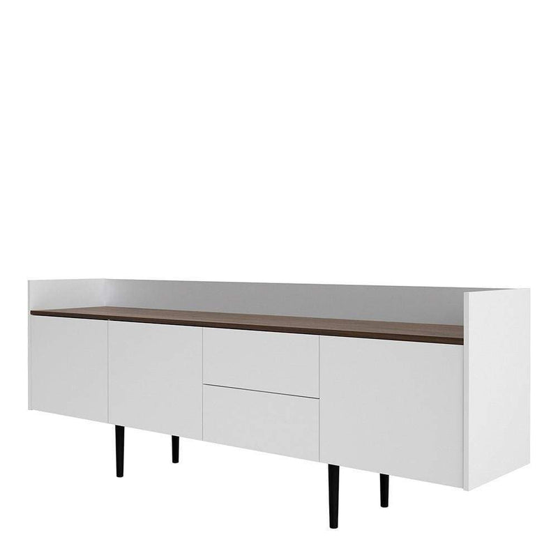 Unit Sideboard 2 Drawers 3 Doors in White and Walnut