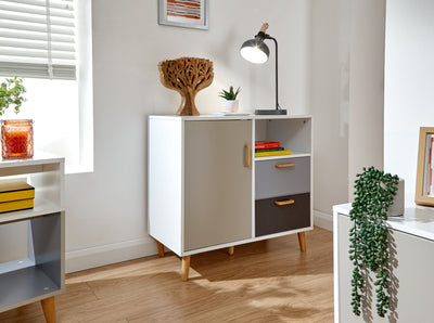 Delta Compact Sideboard White/Grey Multi