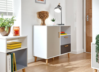 Delta Compact Sideboard White/Grey Multi