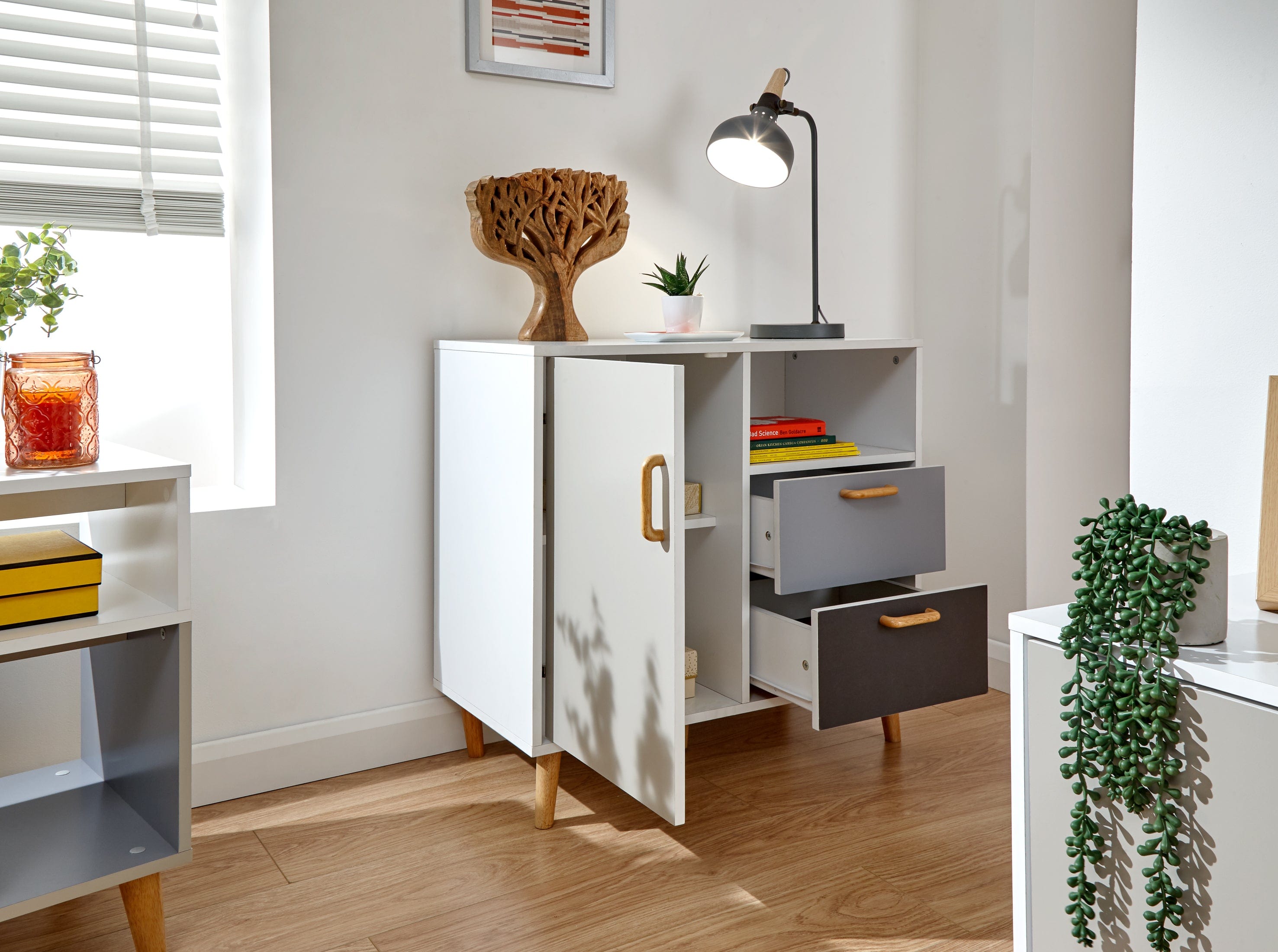 Grey compact deals sideboard