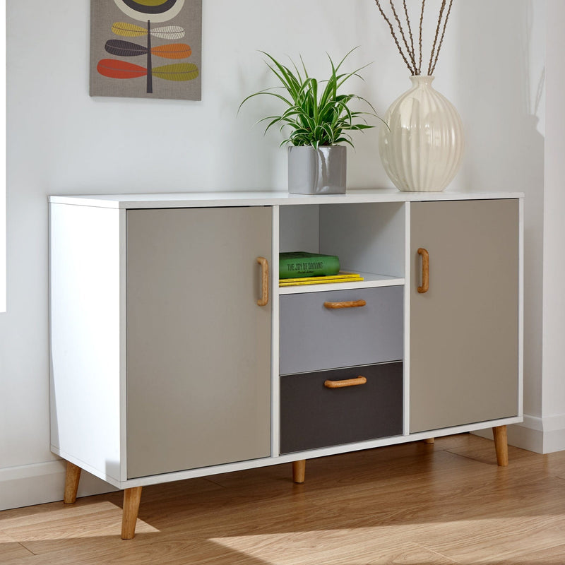 Delta Large Sideboard White/Grey Multi