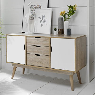 Scandi Oak 2 Door Sideboard White