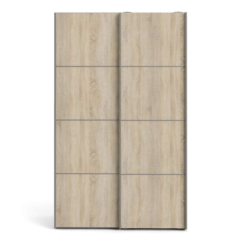 Verona Sliding Wardrobe 120cm in Oak with Oak Doors with 2 Shelves