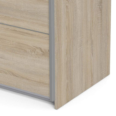 Verona Sliding Wardrobe 120cm in Oak with Oak Doors with 2 Shelves