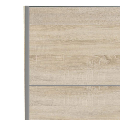 Verona Sliding Wardrobe 120cm in Oak with Oak Doors with 2 Shelves