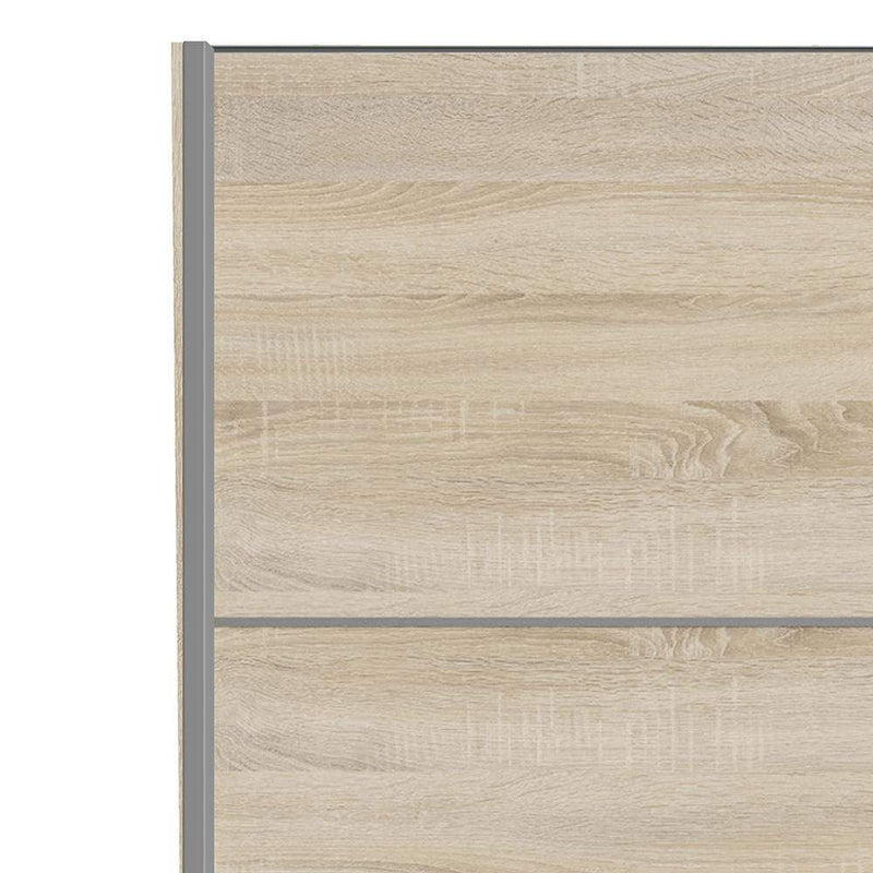 Verona Sliding Wardrobe 120cm in Oak with Oak Doors with 2 Shelves