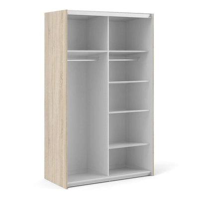 Verona Sliding Wardrobe 120cm in Oak with Oak Doors with 5 Shelves