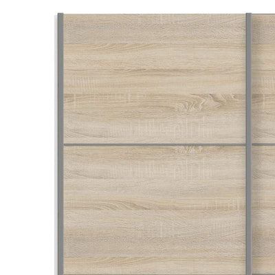 Verona Sliding Wardrobe 120cm in White with Oak Doors with 2 Shelves