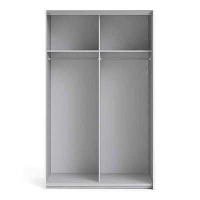 Verona Sliding Wardrobe 120cm in White with White Doors with 2 Shelves