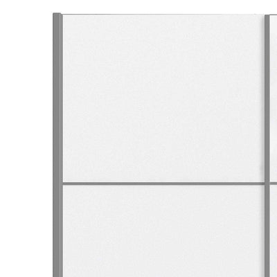 Verona Sliding Wardrobe 120cm in White with White Doors with 2 Shelves