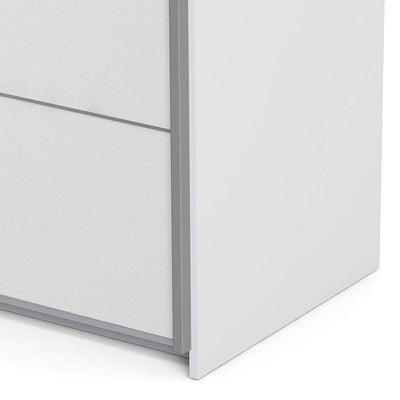 Verona Sliding Wardrobe 120cm in White with White Doors with 2 Shelves