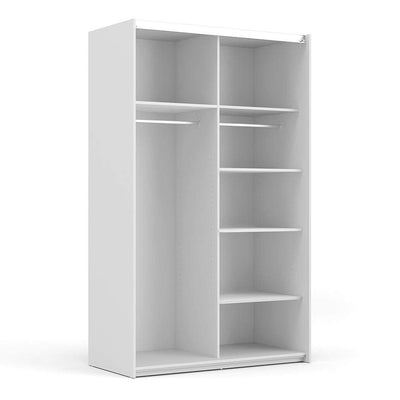 Verona Sliding Wardrobe 120cm in White with White Doors with 5 Shelves