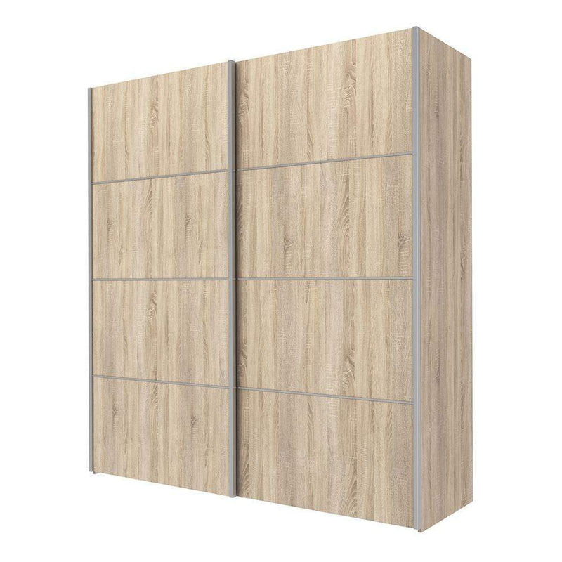 Verona Sliding Wardrobe 180cm in Oak with Oak Doors with 2 Shelves