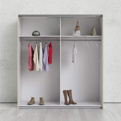 Verona Sliding Wardrobe 180cm in Oak with White and Oak doors with 2 Shelves