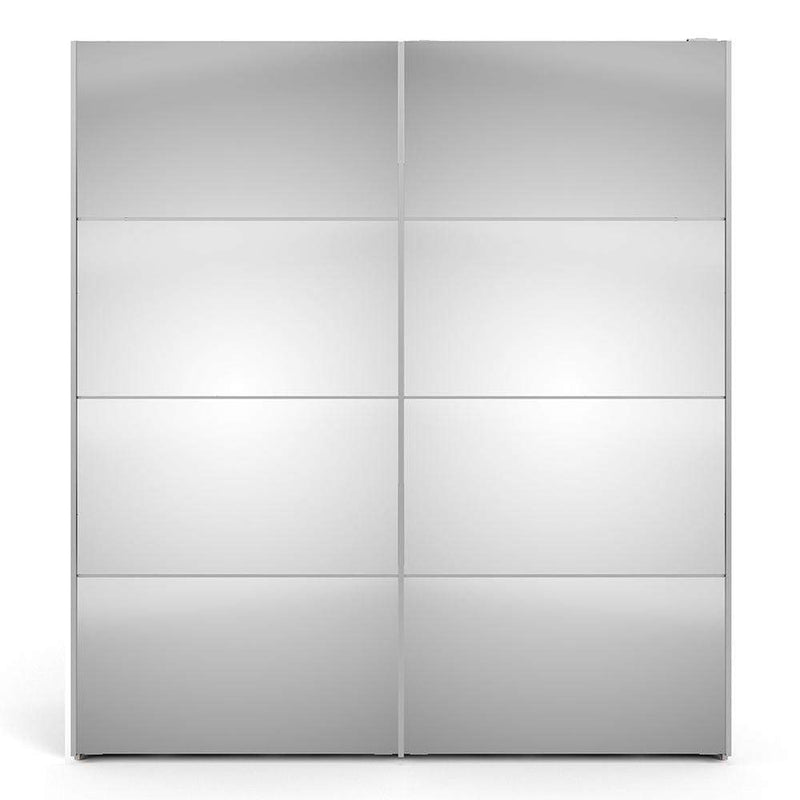 Verona Sliding Wardrobe 180cm in White with Mirror Doors with 2 Shelves