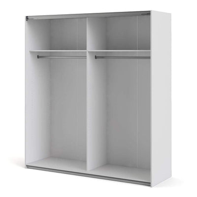 Verona Sliding Wardrobe 180cm in White with Mirror Doors with 2 Shelves