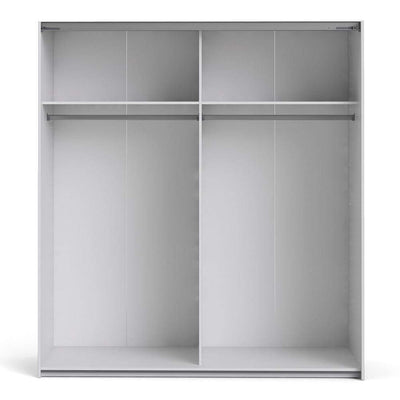 Verona Sliding Wardrobe 180cm in White with Mirror Doors with 2 Shelves