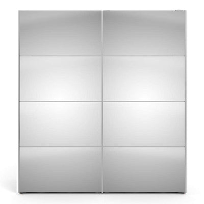 Verona Sliding Wardrobe 180cm in White with Mirror Doors with 5 Shelves