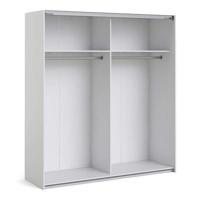 Verona Sliding Wardrobe 180cm in White with Oak Doors with 2 Shelves